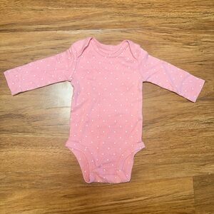 NWOT baby girls pink polka dot long sleeve onesie by carters!
